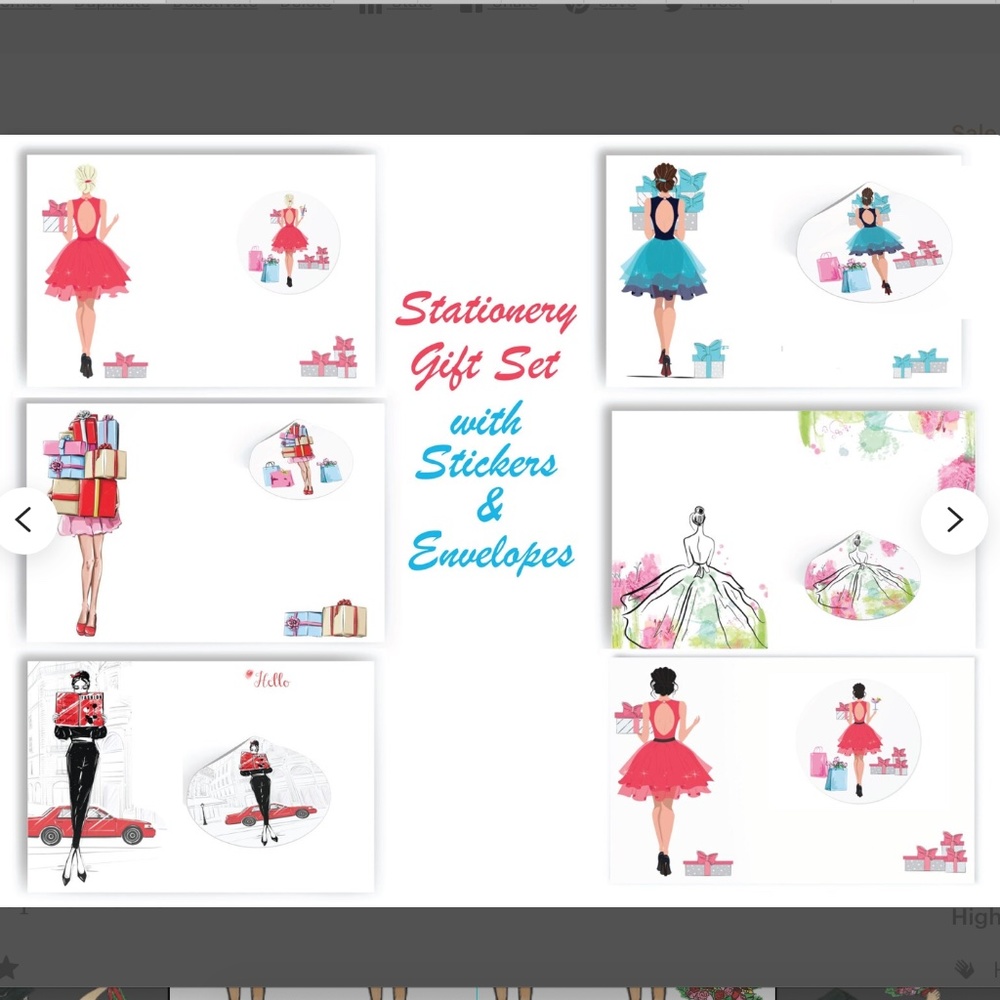 x12 Fashion Girl Stationery Gift Set with Matching Stickers and Envelopes